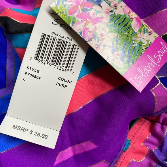 NWT Island Soul Bikini Purple Patterned Large - Picture 3 of 4